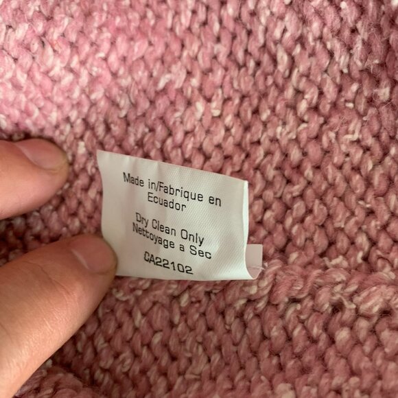 Vintage World Folk Art Pink Fringe Knit Boho Hippie Poncho Sweater - Picture 9 of 12